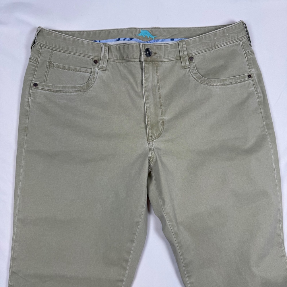 Tommy Bahama Boracay 5-Pocket Chino Pants Mens 38x30 Khaki Green Stretch Cotton